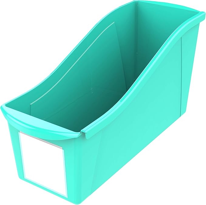 Plastic Book Bin Magazine Holder, 4 Pack, Vertical Standing Connecting Container Box for Office 