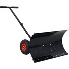 Heavy Duty Rolling Snow Pusher 29'' Blade 10" Wheels & Adjustable Angle Handle