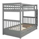 Twin-Over-Twin Bunk Bed with Ladders and Two Storage gray 