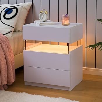 White LED Nightstand Set of 2,Night Stand Set ...
