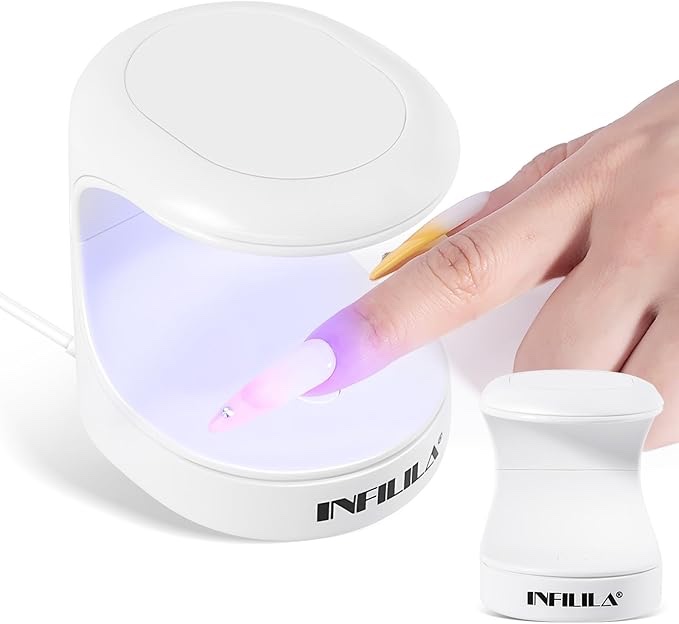 Light Nail Lamp INFILILA Mini Professional UV LED Nail Lamp 180° Opening Design USB Nail Dryer Portable UV Light for Nails Curing All Gels 16W Quick-Drying UV Lamp for Single Finger