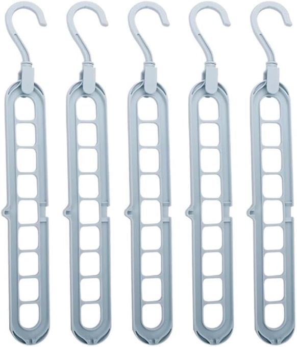 6Pcs Closet Organizer and Storage, Space Saving Hanger Multifunctional Clothes Hanger Organizer Rotating Anti-Slip Folding(grey )