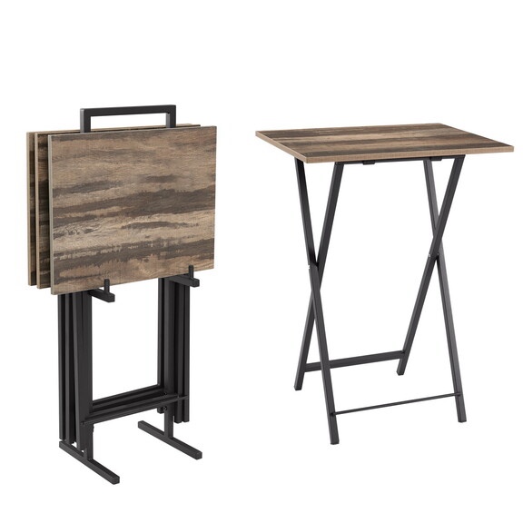 TV Trays for Eating Set of 4 with Stand,Folding TV/Snack Tray Table Set,Folding TV Dinner Tables for Small Space W2167130686
