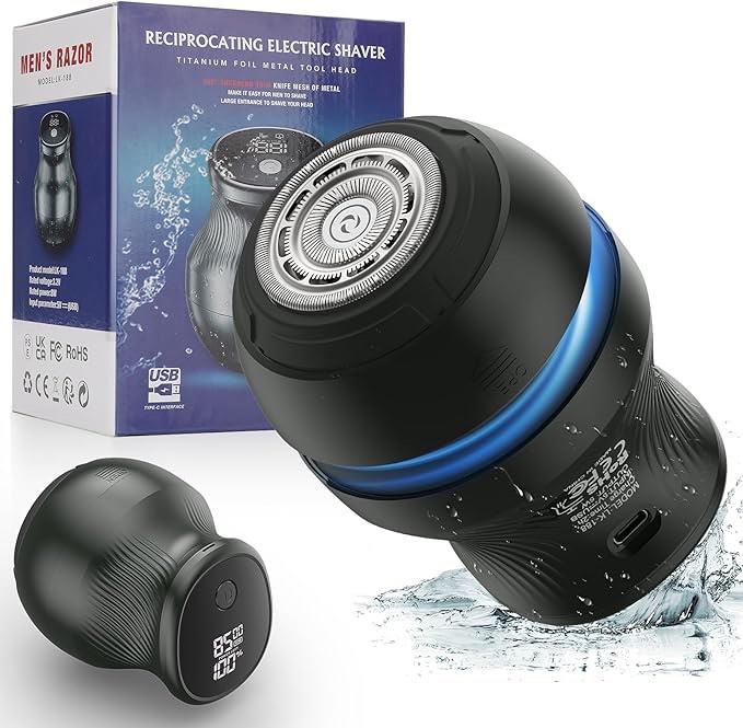 Misuke Head Shavers for Bald Men,Cordless Waterproof Rotary Razor with LED Display,Dry and Wet Electric Shaver Rechargeable, Ideal for Travel & Idea Gifts