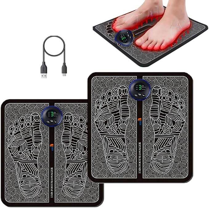 foot massager, electric feet massager machine electric deep kneading circulation foot booster folding portable leg muscle stimulator, promotes blood circulation, relief pain, home office use