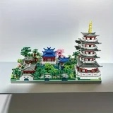 4000pcs World Landmark Building, Chinese Scenic Landscape Landscape West Lake DIY Large High Difficulty Assembly Building Block Model Decoration Ornaments, Miniature Assembly Building Block Model