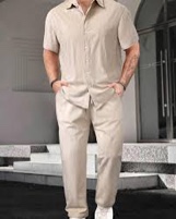 Manfinity 2pcs Men Casual Solid Color Textured  Set,Men Two Pieces Outfits,Fall And Winter Men Clothes,White Set Men Summer Pants Set Men Casual... size XL 