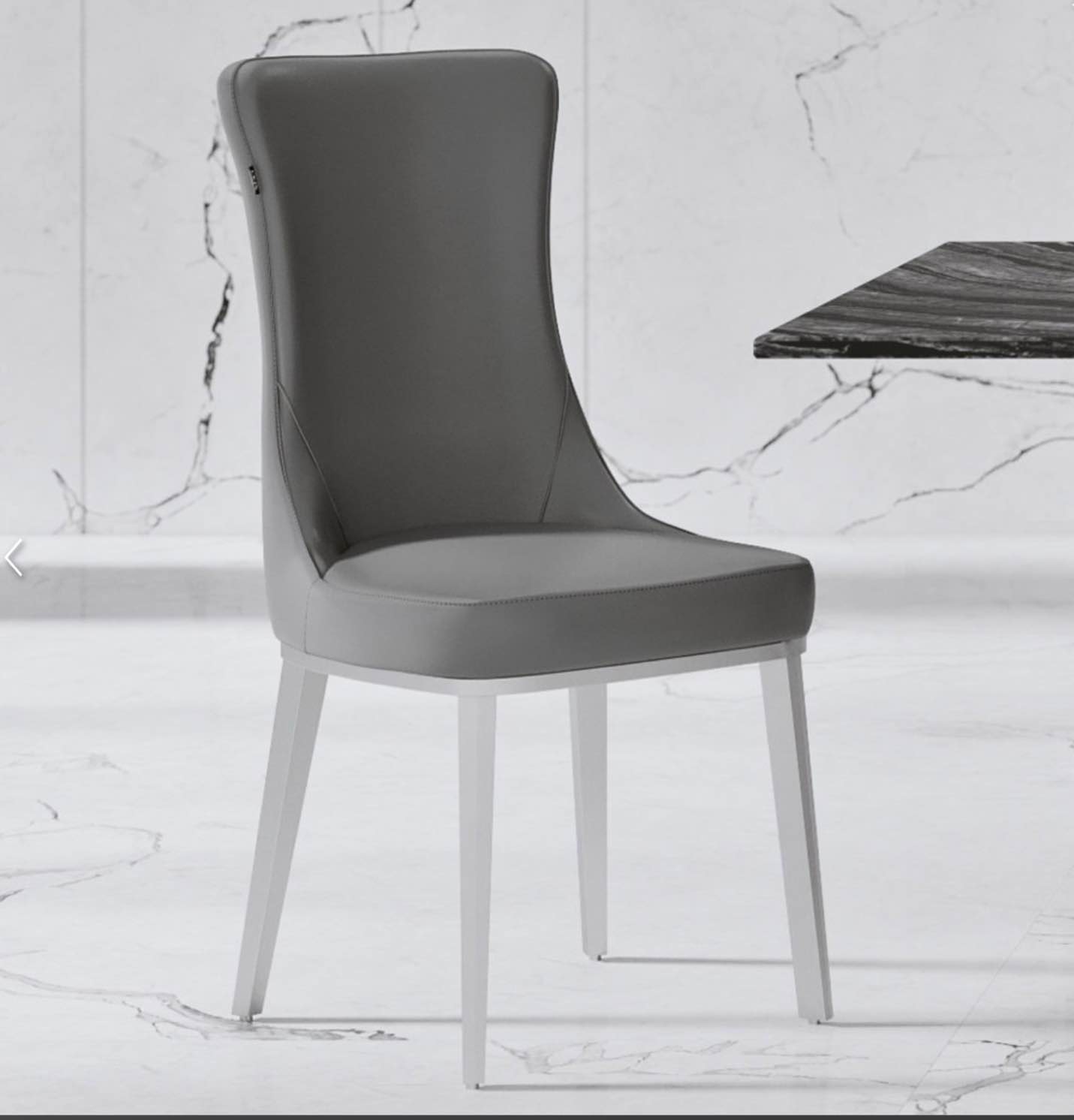 black DINING CHAIR - BRUSHED STAINLESS STEEL set 4 