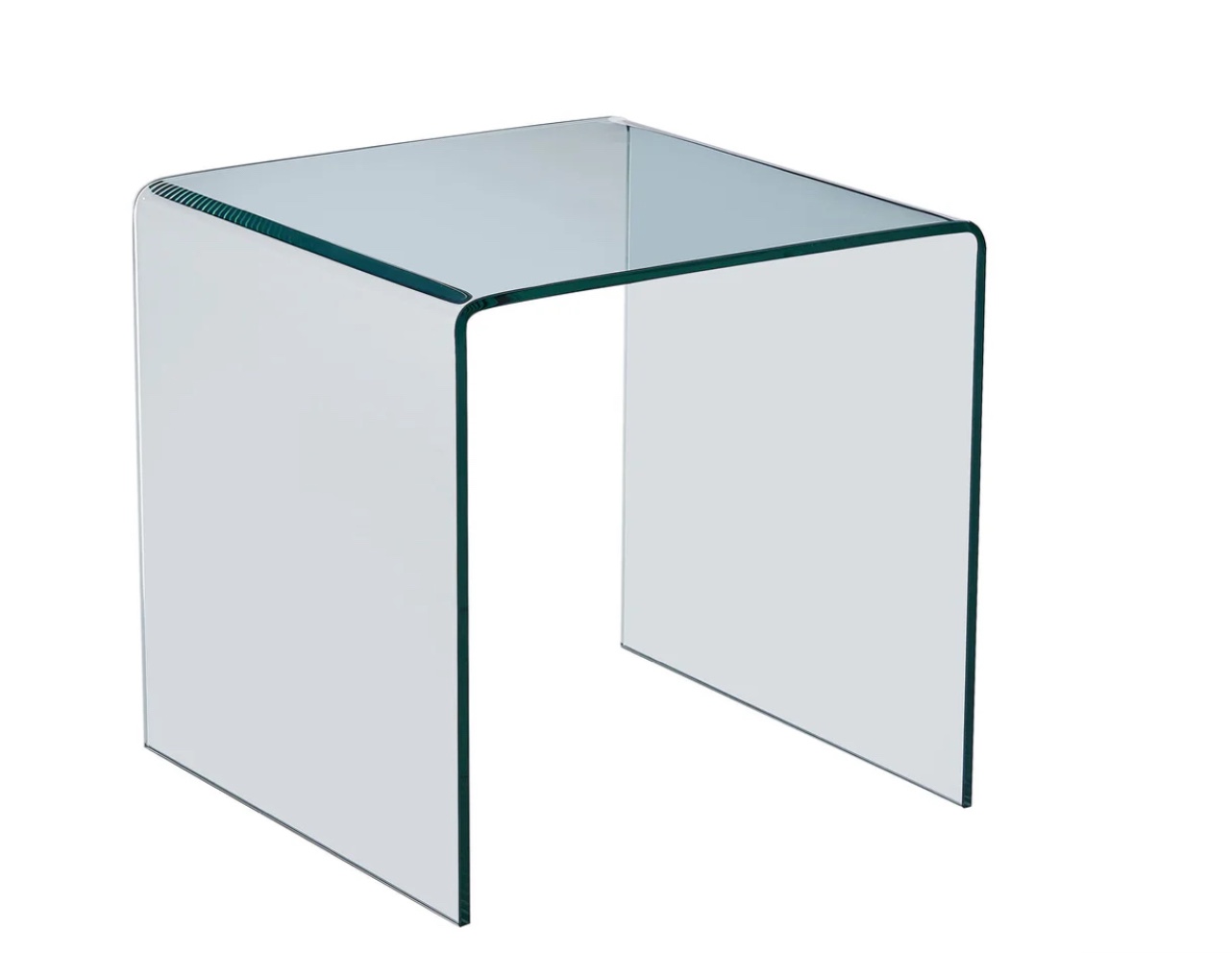 Tempered Bent Glass Sidetable, Transparent End Table, Sofa Table, Premium Glass, Multi Purpose Design - Transparent
