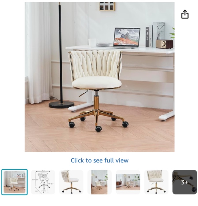  Office Desk Chair with Adjustable Swivel Wheels, Velvet Upholstered for Home or Office Use, Modern Design, Beige