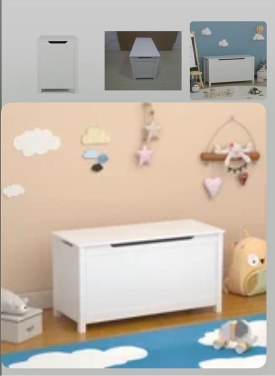 Wooden Toy Box with Safety Hinged Lid for Kids Age 2+, White Color, Organize Toys Safely