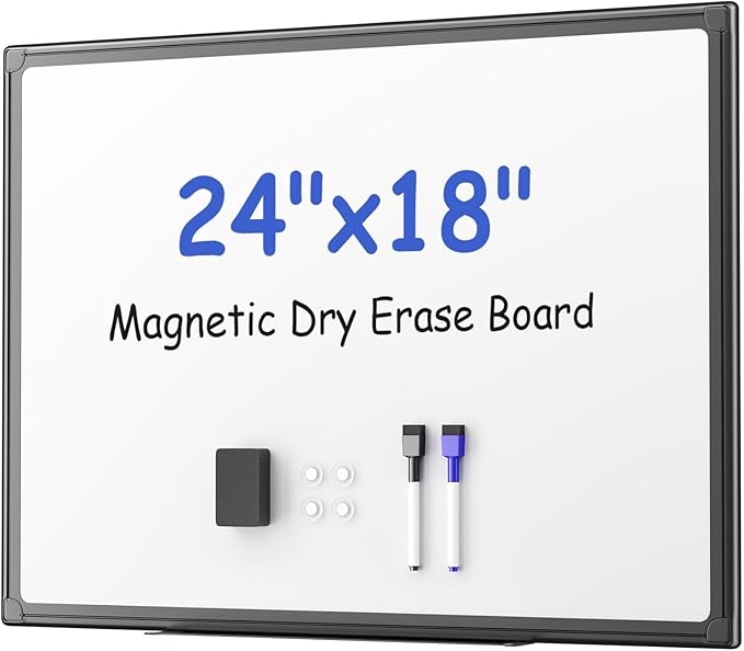 VUSIGN Magnetic Whiteboard 24'' x 18'' White Board for Wall Hanging Dry Erase Board Horizontal or Ve