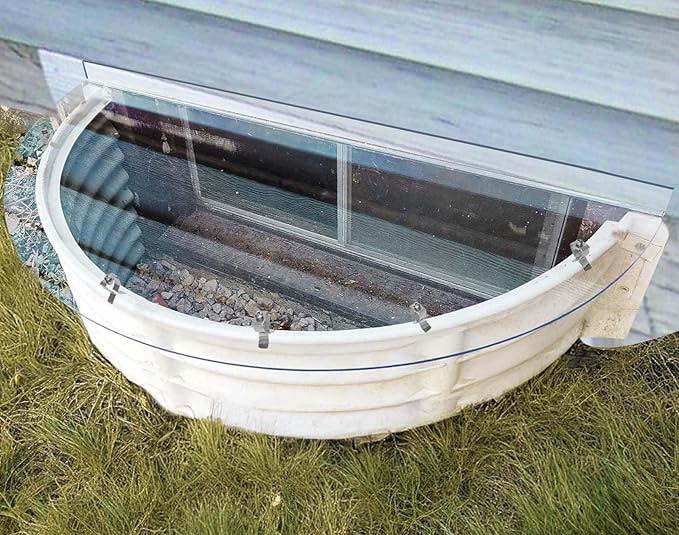 QIPRAONO Basement Window Well Covers Outside Heavy-Duty Egress Window Well Cover Clear All-Weather A