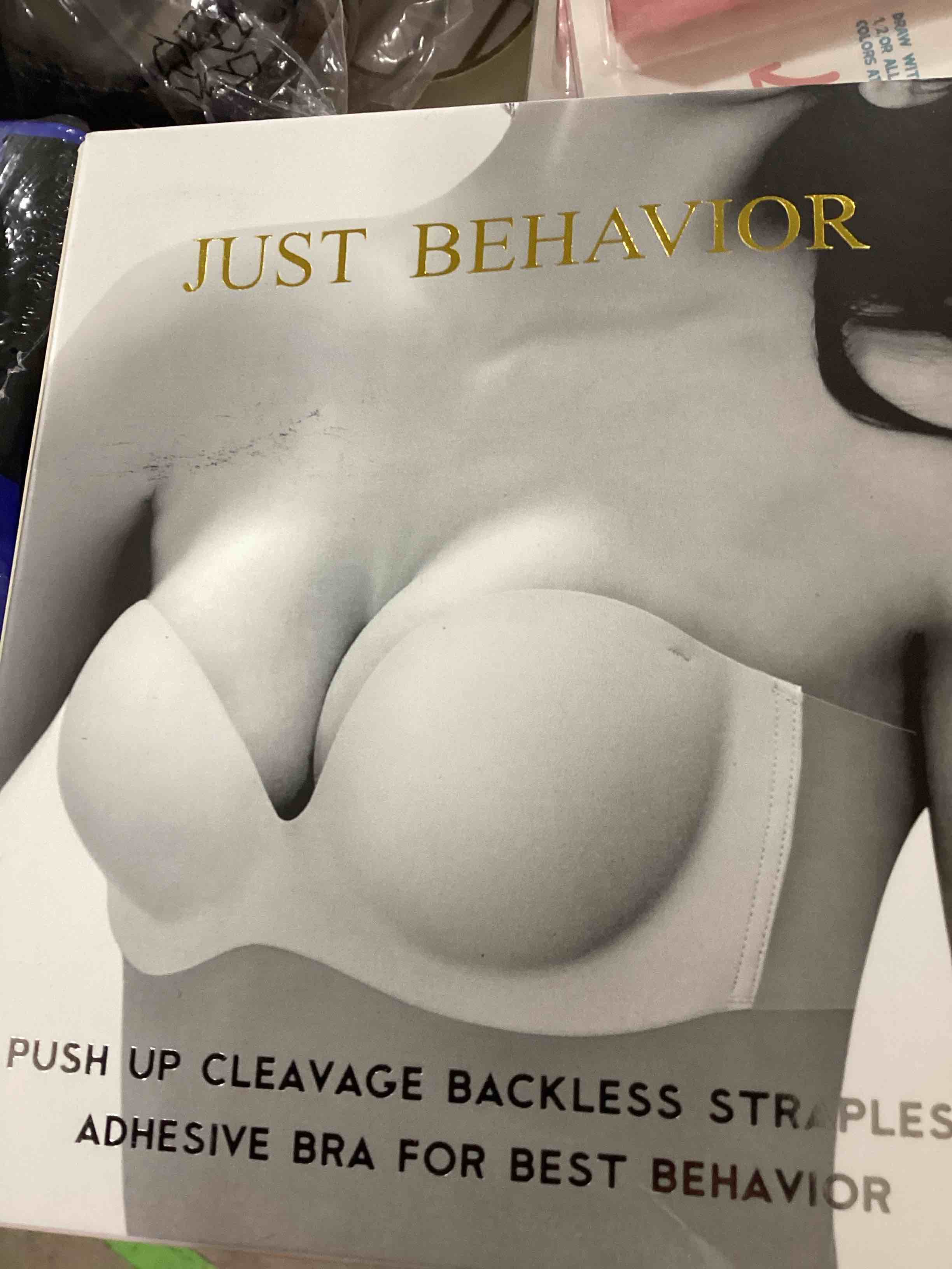 JUST BEHAVIOR Strapless Backless Sticky Invisible Push-up Self Adhesive Bras for Women (c, Clear Wing Brown)