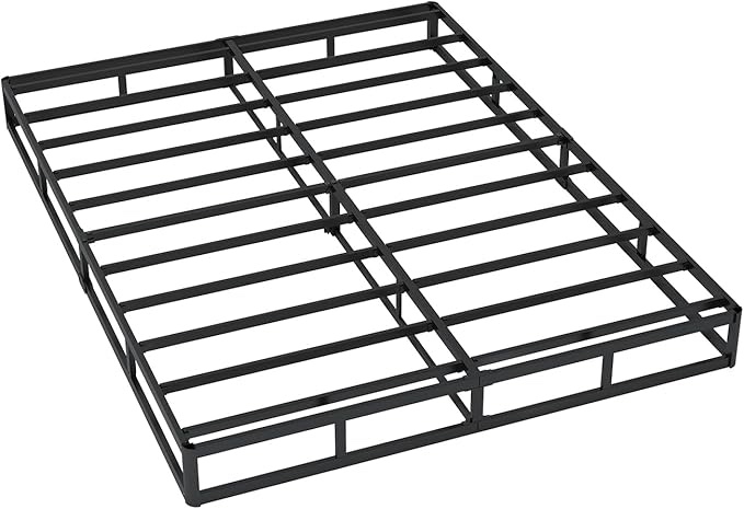 Queen metal box springs in black linen