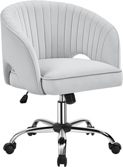 Home Office Desk Armchair with Wheels Small Desk Chair for Bedroom Light Gray