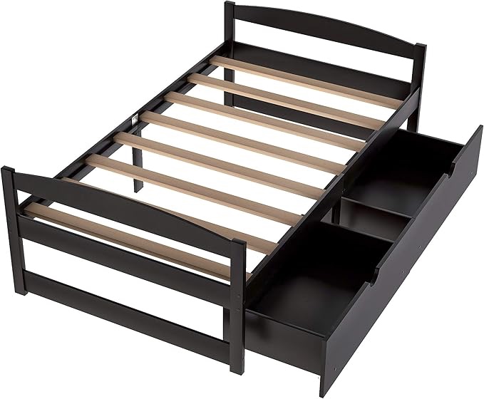 twin bed +2 drawer expresso 