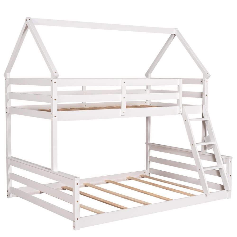 Twin /full House Bunk Bed White 