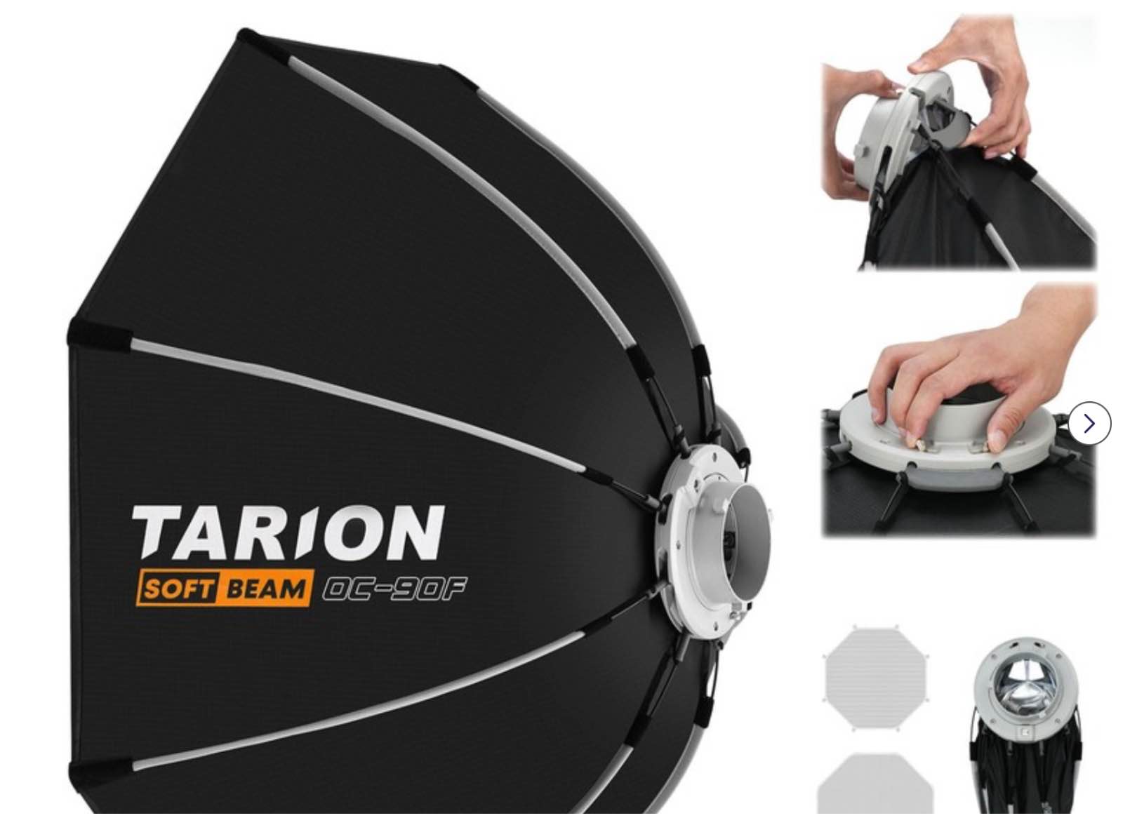 TARION Foldable Octagonal Softbox 35.4in(90cm): Quick 1-Step Setup Bowens Mount Softbox Octabox with Grid & 2-Layer Soft Lighting Diffusers, Octbank Soft Box Umbrella for Photography SOFTBEAM OC-90F