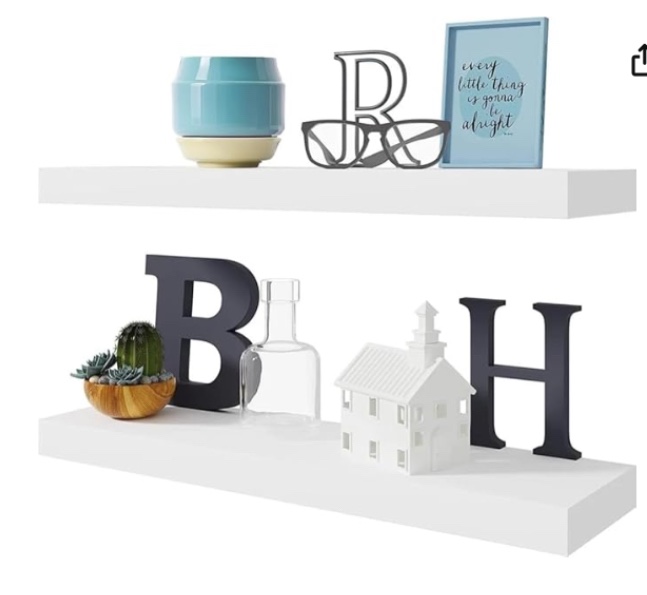 BAMEOS Floating Shelf,Wall Shelf,Decor Wall Mounted Shelves,Hanging Shelf Set L24xW6 for Bathroom Kitchen Living,Kitchen,Room Bedroom Storage,Walnut