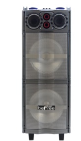 beFree Sound Double 10 Inch Subwoofer Portable Bluetooth Party Speaker with Reactive Lights, Gray