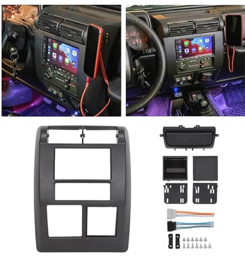 HECASA Double Din Dash Kit Compatible with 1997-2002 Jeep Wrangler TJ Radio Stereo Dash Bezel Install Kit