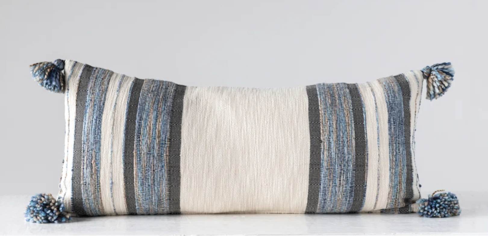 Cotton Knit Throw Pillow with Ruffle Edge