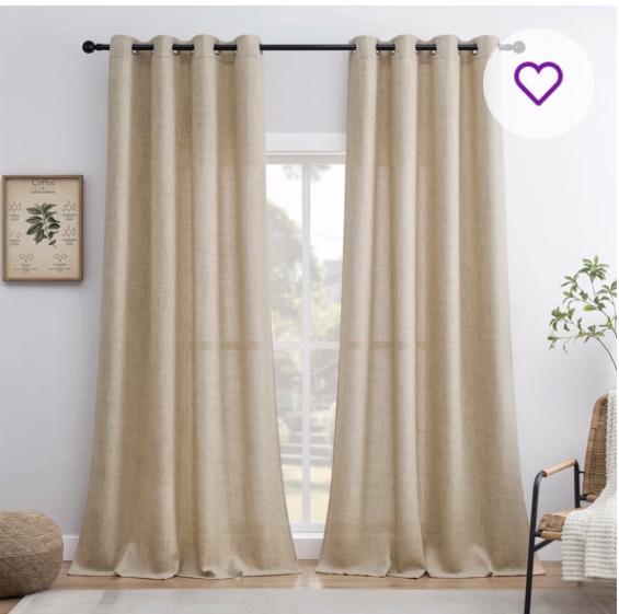 Draycott Light Filtering Semi-Sheer Faux - Linen Grommet Curtain