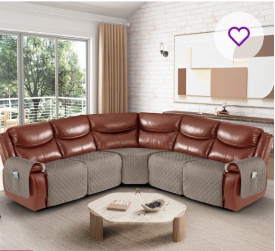 Wildee Waterproof 5-Pieces Sectional Recliner Sofa Covers Couch Covers For Reclining L Shape Sofa