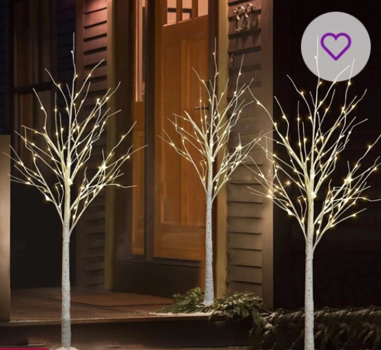 4FT & 5FT & 6FT Lighted Artificial Birch Christmas Tree Set