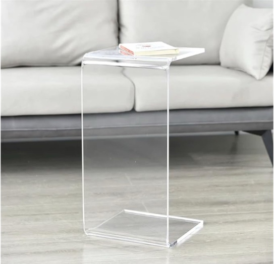  Small Transparent C - Shaped Acrylic Side Table, Multi- Purpose Mode 