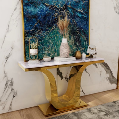 White Gold Console Table 