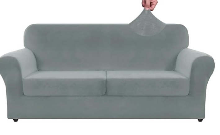 Soft Velvet Plush Stretch Loveseat Sofa Slipcover for 2 Cushion 
