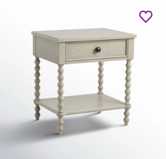 Beckett Turned Wood Spindle Nightstand with Drawer & Shelf