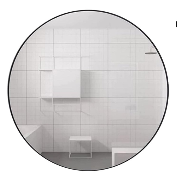 Round Wall Mirror Brushed Aluminum Frame Bathroom & Entryway 