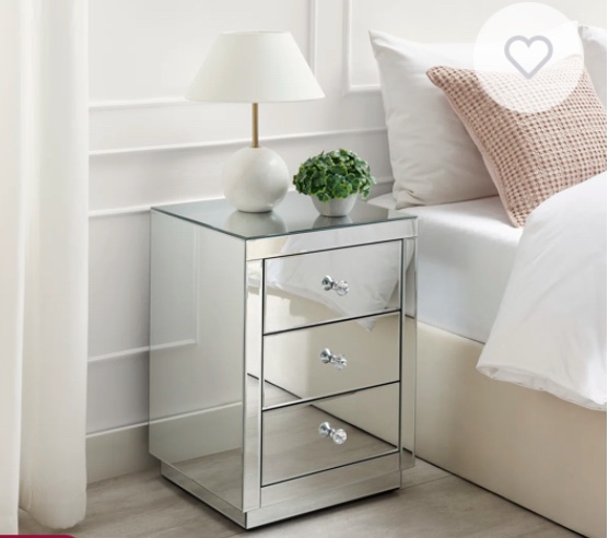 Yeringtor Mirrored 3 Drawer Nightstand Modern Design Bedside Table