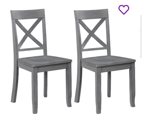  17" Wide Walnut Wood Country Farmhouse Cross Back Dinning Chairs