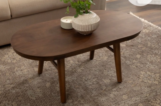 Berenike Oval Living Room Coffee Table with Tapered Legs