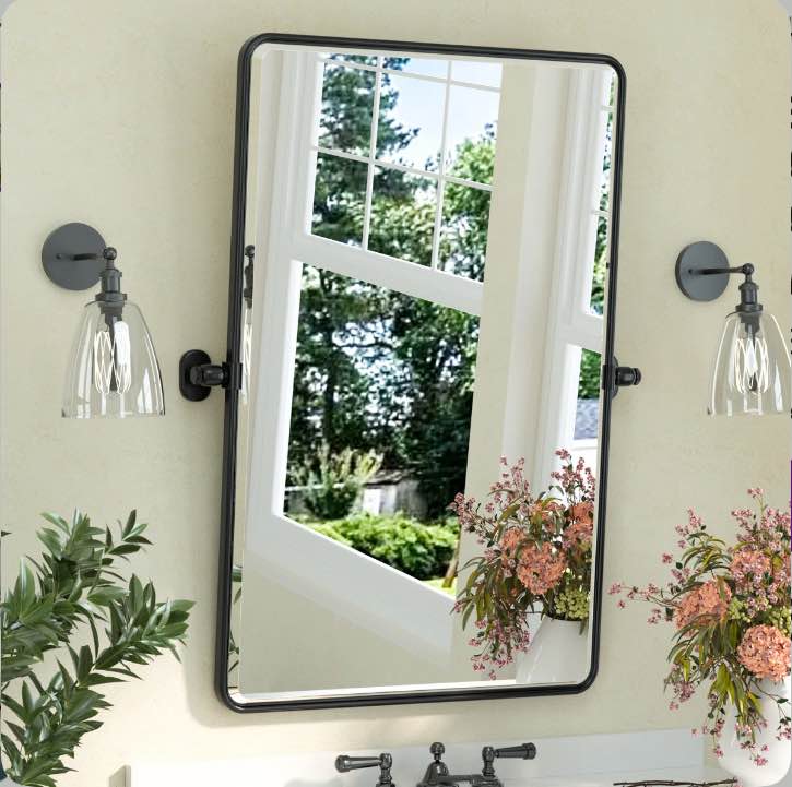 Bathroom Tilt Mirror with Aluminum Alloy Frame Pivot Mirror