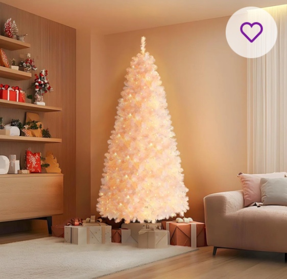 Prelit Christmas Tree With Warm White Lights, Perfect Choice For Xmas size 7.5 Ft