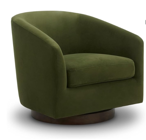 Modern Upholstered Swivel Barrel Chair Olive green