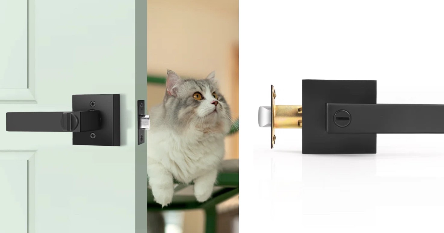 Heavy Duty Privacy Door Lever Keyless Lock with Square Rosette