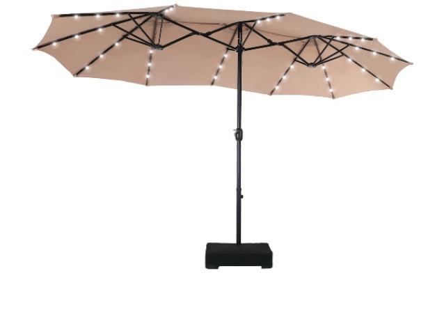 181.1" x 108" Rectangular Lighted Market Umbrella With Base