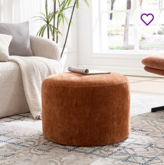 Regeani 24" Modern Round Upholstered Pouf Ottoman