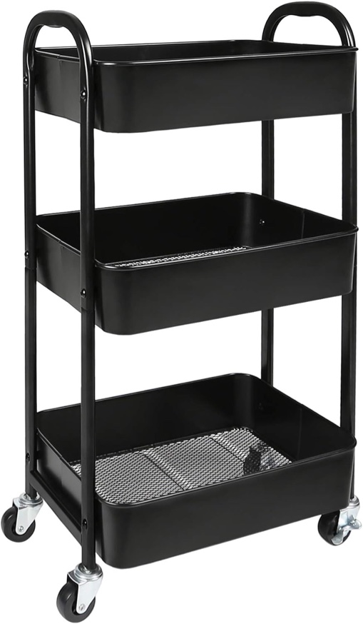 Black multifunctional rack with wheels
