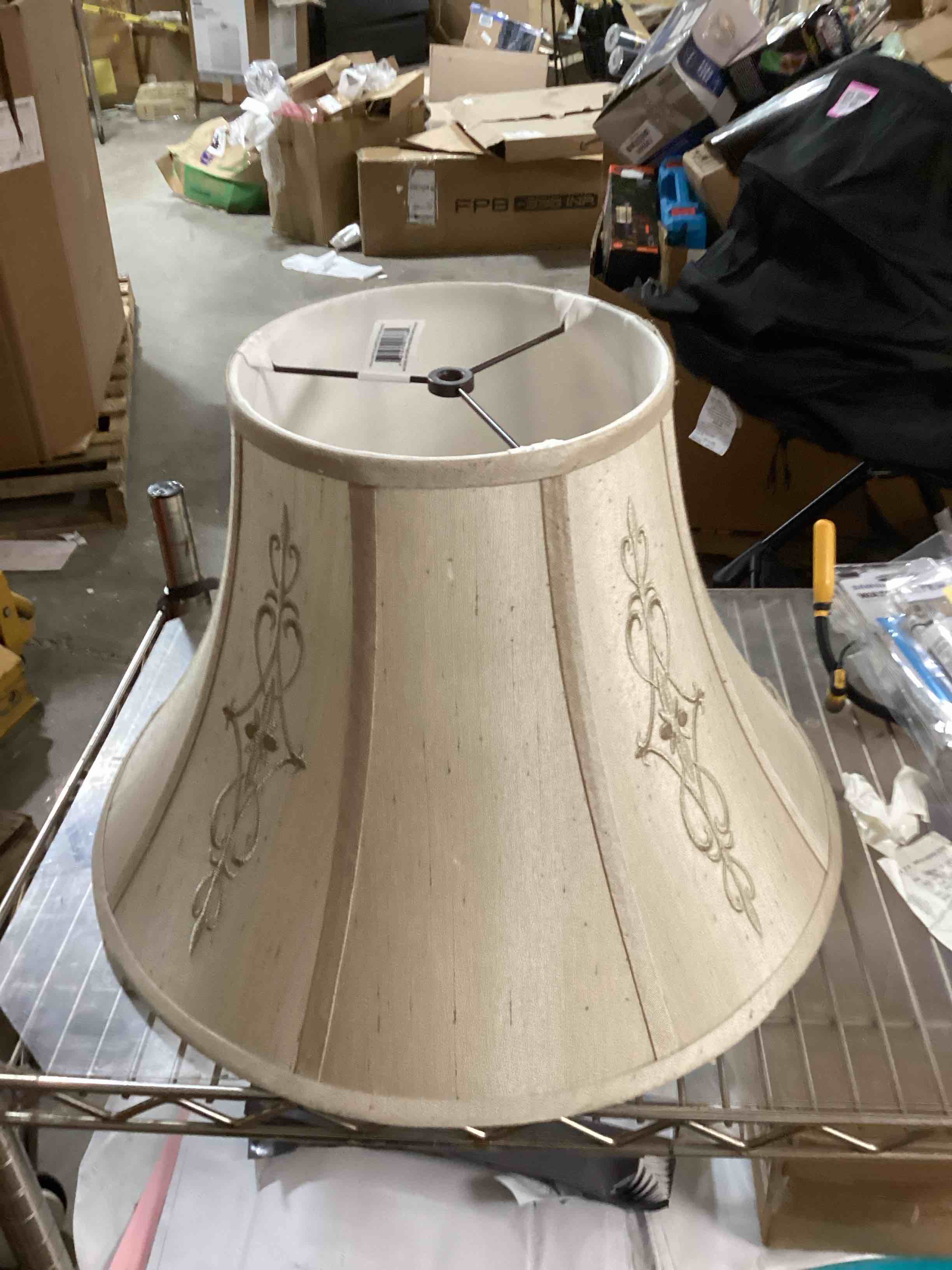 allen + roth 17.7-in x 17.9-in Beige Fabric Bell Lamp Shade