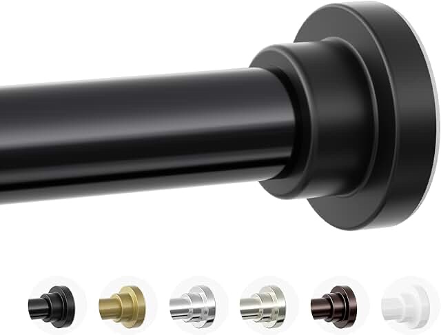 Black shower rod with suction cup