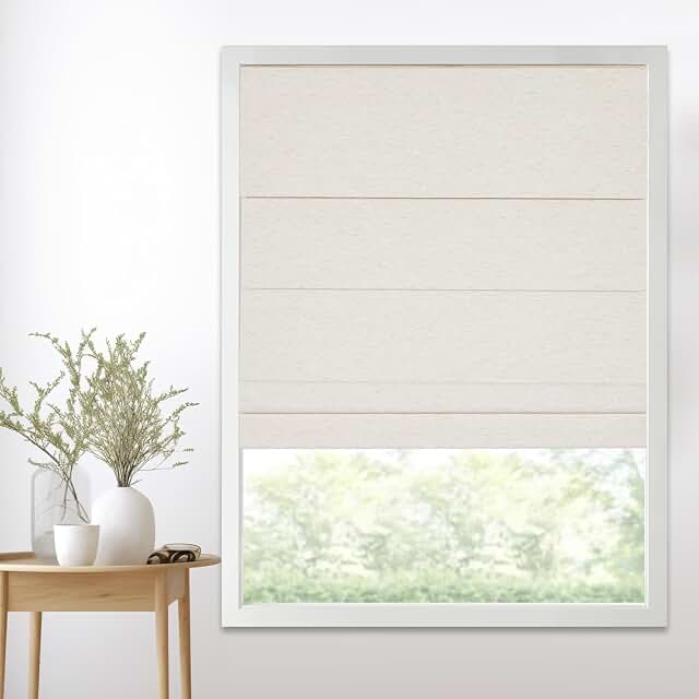 cream cordless Roman shades