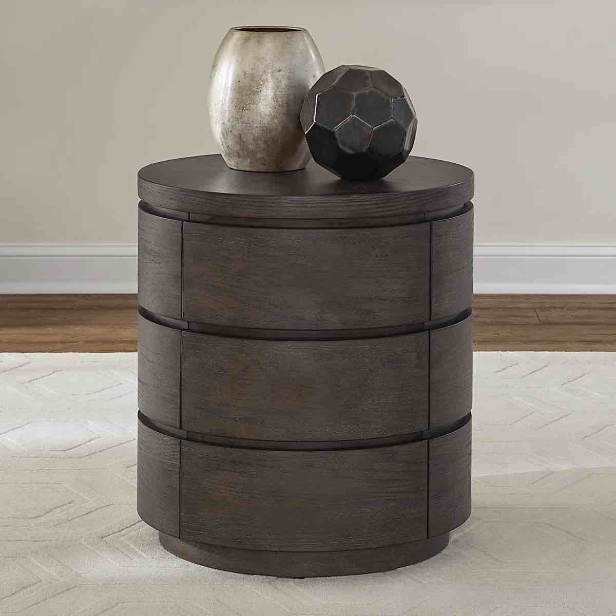 Trenea Round End Table w/ Round Plinth Base