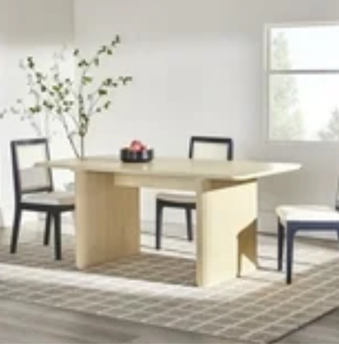 68 Dining Table with Reeded Base - Birch